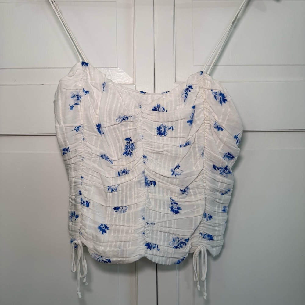 Skylar + Madison White and Blue Floral Camisole